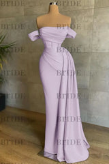 White Prom Dress Sleeveless Elegant Pleated Off-the-Shoulder Satin Evening Dress