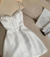 Robes de fête de robe de retour courte blanche