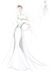White Vintage Wedding Dress With Train Satin Off The Shoulder Wedding Dress Pleated Mermaid Bridal Gowns