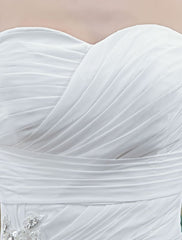 White Wedding Dress Strapless Twisted Split Rhinestone Chiffon Wedding Gown