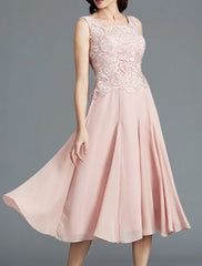 Aimishang Two Piece A-Line Mother of the Bride Dress Elegant Jewel Neck Knee Length Chiffon Lace Short Sleeve with Pleats Embroidery