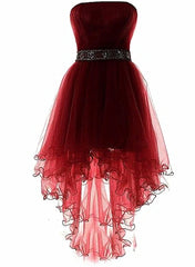 Robe de retour à la maison en tulle plus bas rouge, robe de fête mignonne