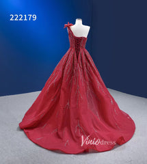 Wine Red Pageant Dress with Slit Removable Overskirt Formal Dresses 222179