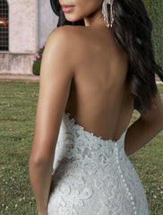 Wholesale Engagement Formal Wedding Dresses Two Piece Sweetheart Strapless Court Train Lace Bridal Gowns With Sequin Appliques