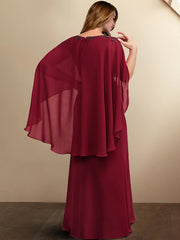 A-Line Plus Size Curve Mother of the Bride Dresses Elegant Dress Formal Floor Length Sleeveless V Neck Chiffon with Pleats