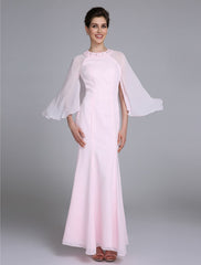 Aimishang  Mermaid / Trumpet Mother of the Bride Dress Elegant Jewel Neck Ankle Length Chiffon Long Sleeve No with Beading