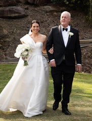 Aimishang Hall Formal Wedding Dresses A-Line One Shoulder Sleeveless Sweep / Brush Train Satin Bridal Gowns With Ruched