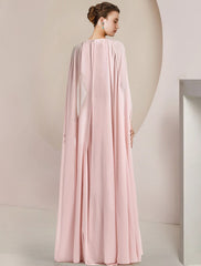 Aimishang A-Line Mother of the Bride Dress Formal Wedding Guest Elegant Scoop Neck Floor Length Chiffon Sleeveless with Sash / Ribbon Flower