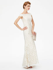 Aimishang Sheath / Column Mother of the Bride Dress Elegant Off Shoulder Floor Length Lace Short Sleeve No with Lace