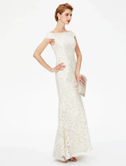 Aimishang Sheath / Column Mother of the Bride Dress Elegant Off Shoulder Floor Length Lace Short Sleeve No with Lace