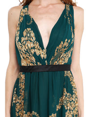 Aimishang A-Line Mother of the Bride Dress Floral Open Back V Neck Floor Length Chiffon Sleeveless No with Sash / Ribbon