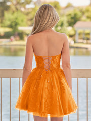 Yasmin | A-line Red Sweetheart Appliques Lace Homecoming Dress With Corset Back