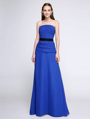 Sheath / Column Bridesmaid Dress Strapless Sleeveless Elegant Floor Length Chiffon with Criss Cross