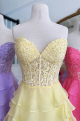 Sweetheart Royal Blue Lace Corset Tiered Party Dress