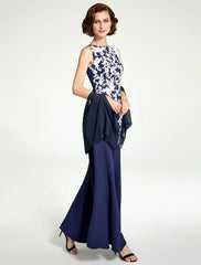 Aimishang  Mermaid / Trumpet Mother of the Bride Dress Jewel Neck Floor Length Chiffon Lace Sleeveless with Lace