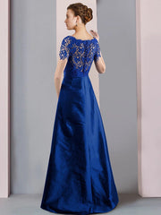 Two Piece Sheath / Column Mother of the Bride Dress Formal Church Elegant detachable Scoop Neck Knee Length Lace Taffeta Short Sleeve with Bow(s) Crysta