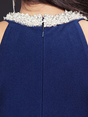 Sheath / Column Mother of the Bride Dress Elegant Sexy Jewel Neck Floor Length Charmeuse Sleeveless with Pearls