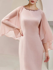 Aimishang  Mermaid / Trumpet Mother of the Bride Dress Formal Wedding Guest Party Vintage Elegant Scoop Neck Asymmetrical Tea Length Chiffon Sleeveless with Beading