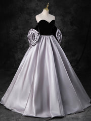 Black Sweetheart Neck Velvet Floor Length Formal Dress, Detachable off Shoulder Chic Party Dress