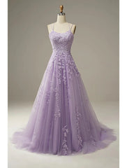 Sheath / Column Prom Dresses Elegant Dress Formal Prom Floor Length Sleeveless Spaghetti Strap Tulle with Appliques
