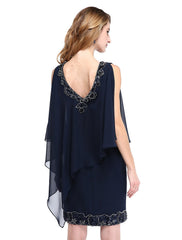 Aimishang  Sheath / Column Mother of the Bride Dress V Neck Knee Length Chiffon Sleeveless No with Beading Sequin