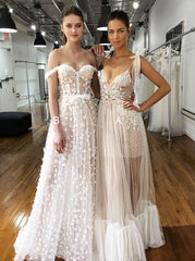 Detachable Train Blush Wedding Dress with Appliques