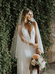 Low Cut Backless Lace Mermaid Spaghetti Straps Wedding Dress