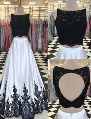 Open Back Long White Two Piece Batea Prom Dress