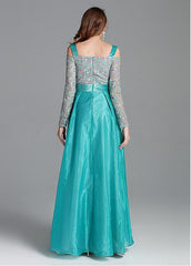 Organza Off-the-shoulder Green A-line Evening Dress