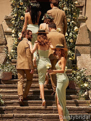 Mismatched Elegant Halter Spaghetti Straps Sleeveless Bridesmaid Dresses, BG366