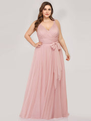 Dusty Pink Plus Size Tulle Bridesmaid Dress-Yedda - RongMoon