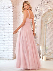 Dusty Pink Plus Size Tulle Bridesmaid Dress-Yedda - RongMoon
