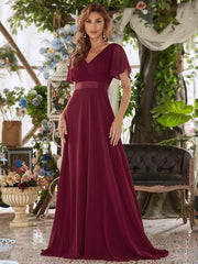 Burgundy Wine Plus Size Ruffle Pleated Bridesmaid Dresses-Mei - RongMoon