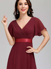 Burgundy Wine Plus Size Ruffle Pleated Bridesmaid Dresses-Mei - RongMoon