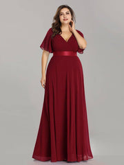 Burgundy Wine Plus Size Ruffle Pleated Bridesmaid Dresses-Mei - RongMoon