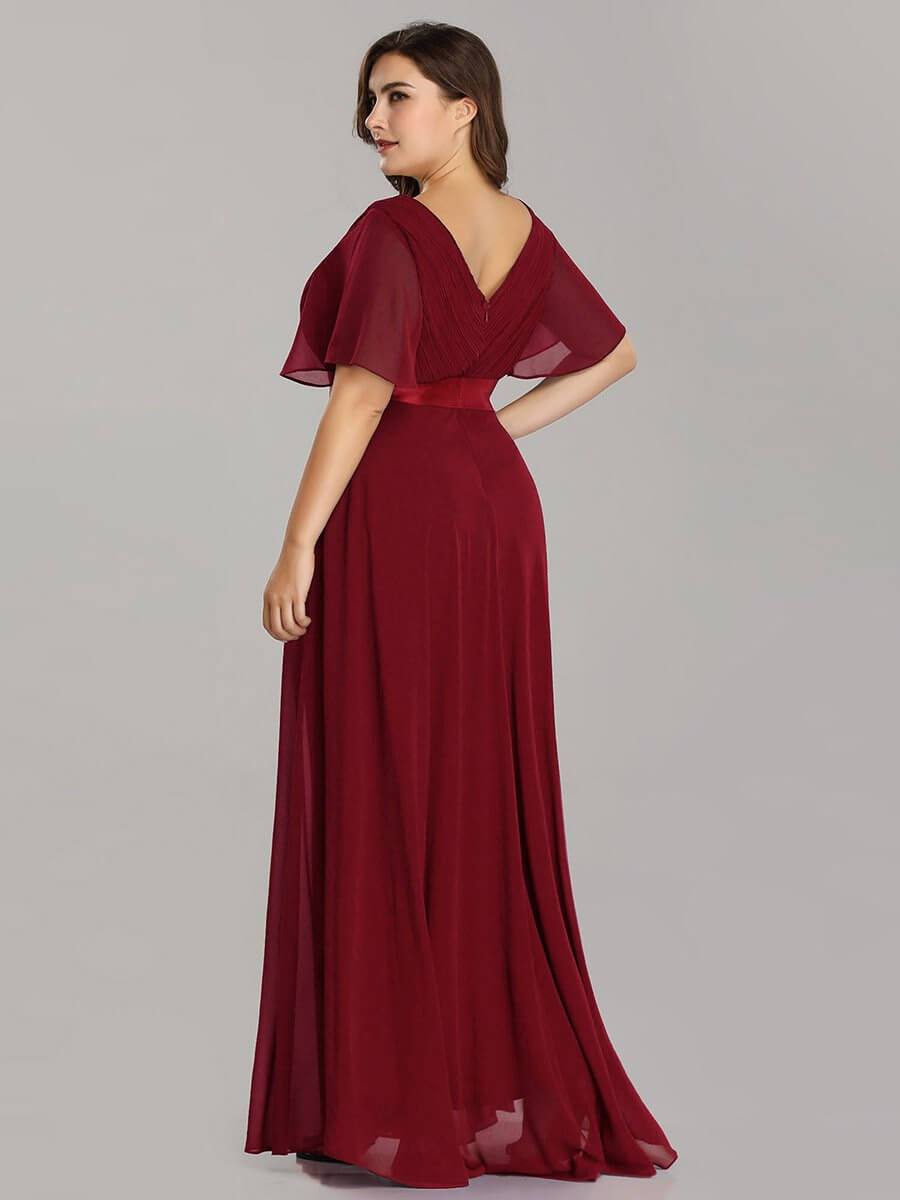 Burgundy Wine Plus Size Ruffle Pleated Bridesmaid Dresses-Mei - RongMoon