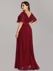 Burgundy Wine Plus Size Ruffle Pleated Bridesmaid Dresses-Mei - RongMoon
