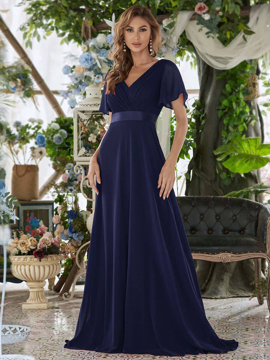 Navy Blue Plus Size Bridesmaid Dresses for Wedding Party-Mei - RongMoon