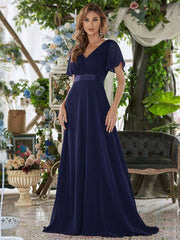 Navy Blue Plus Size Bridesmaid Dresses for Wedding Party-Mei - RongMoon