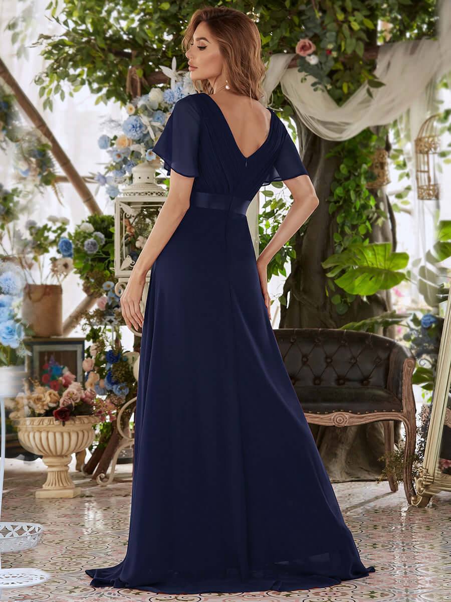 Navy Blue Plus Size Bridesmaid Dresses for Wedding Party-Mei - RongMoon