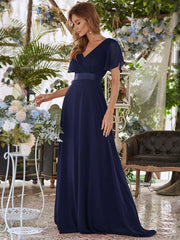 Navy Blue Plus Size Bridesmaid Dresses for Wedding Party-Mei - RongMoon