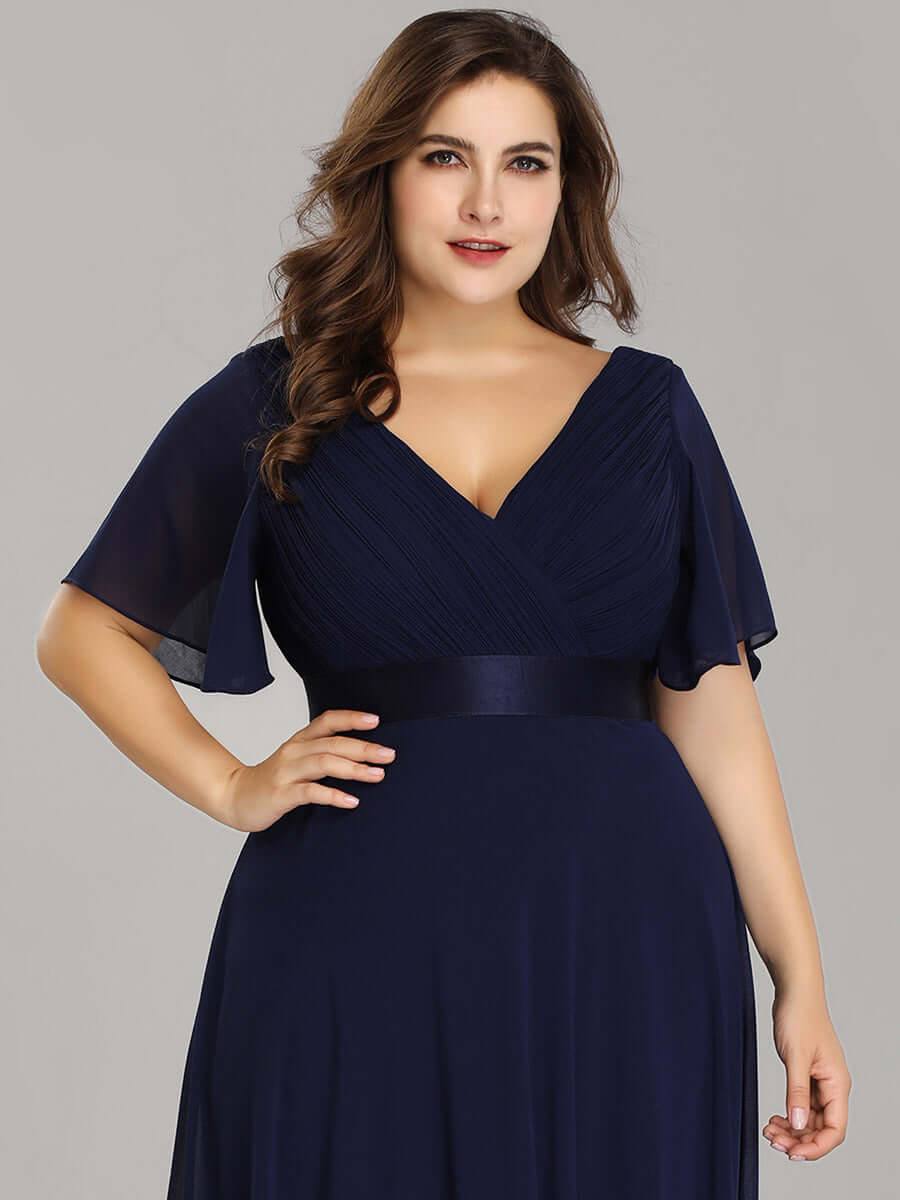 Navy Blue Plus Size Bridesmaid Dresses for Wedding Party-Mei - RongMoon