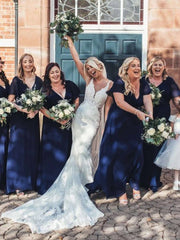 Navy Blue Plus Size Bridesmaid Dresses for Wedding Party-Mei - RongMoon