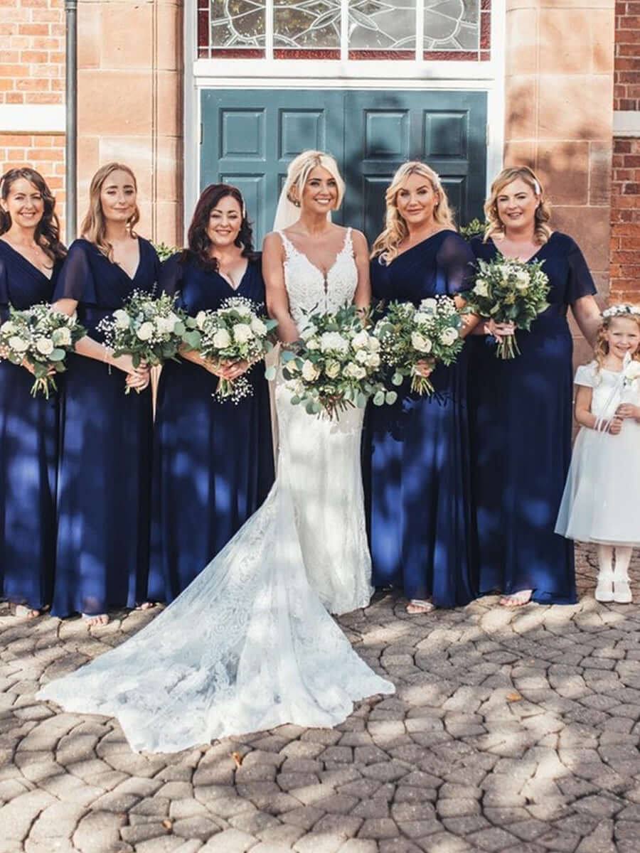 Navy Blue Plus Size Bridesmaid Dresses for Wedding Party-Mei - RongMoon