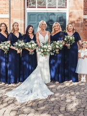 Navy Blue Plus Size Bridesmaid Dresses for Wedding Party-Mei - RongMoon