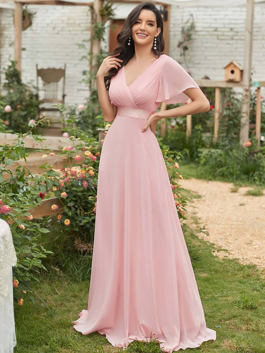 Plus Size Pink Bridesmaid Dresses for Wedding Party-Mei - RongMoon