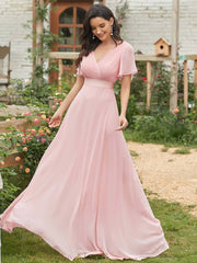 Plus Size Pink Bridesmaid Dresses for Wedding Party-Mei - RongMoon