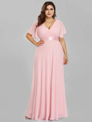 Plus Size Pink Bridesmaid Dresses for Wedding Party-Mei - RongMoon