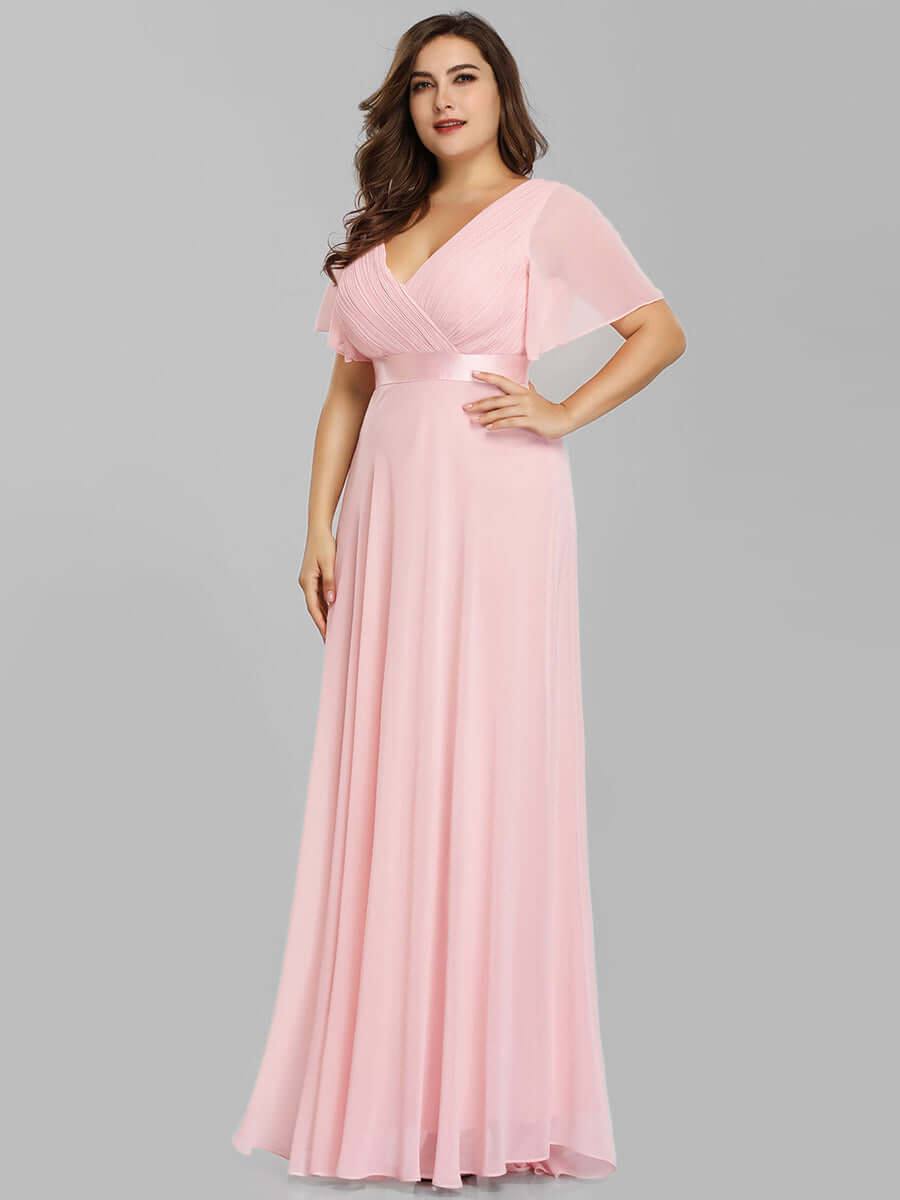 Plus Size Pink Bridesmaid Dresses for Wedding Party-Mei - RongMoon