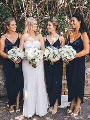 Spaghetti Straps Simple Bridesmaid Dresses, Wedding Guest Bridesmaid Dresses - RongMoon